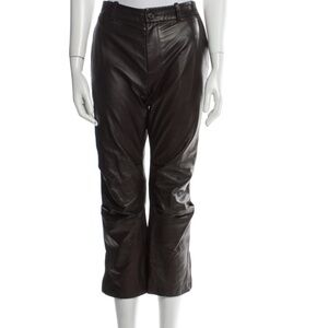 Nili Lotan Brown Leather Cropped French Military Jogger Pants SZ 6 in Chocolate